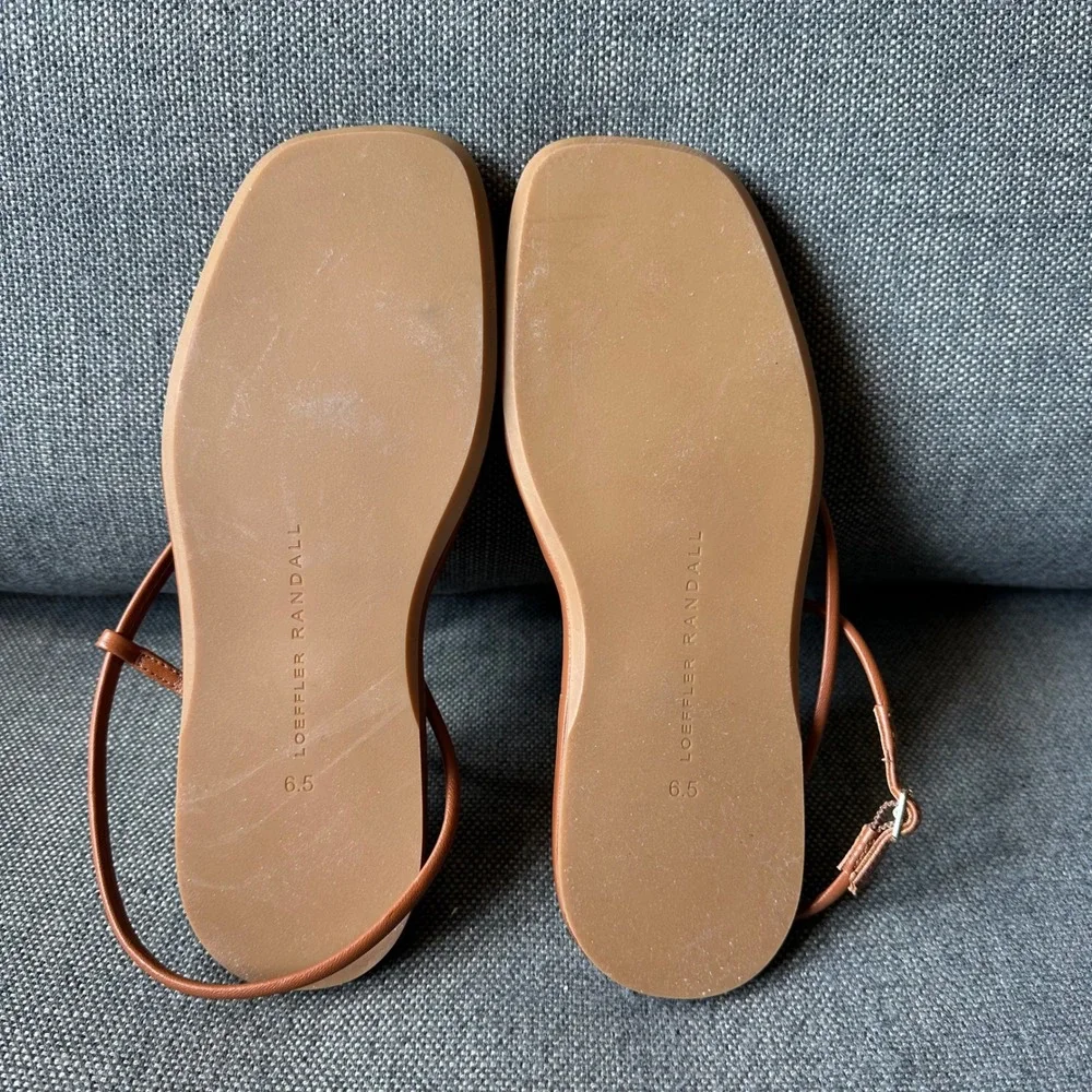 Loeffler Randall Noor Women Brown Leather Strappy Flat Sandals Size 6.5